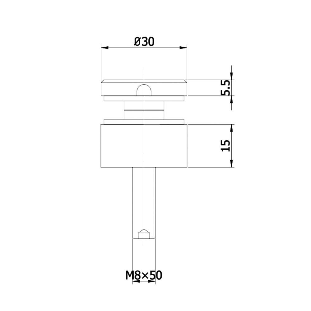 Glass Adaptor for 15mm glass technical drawing