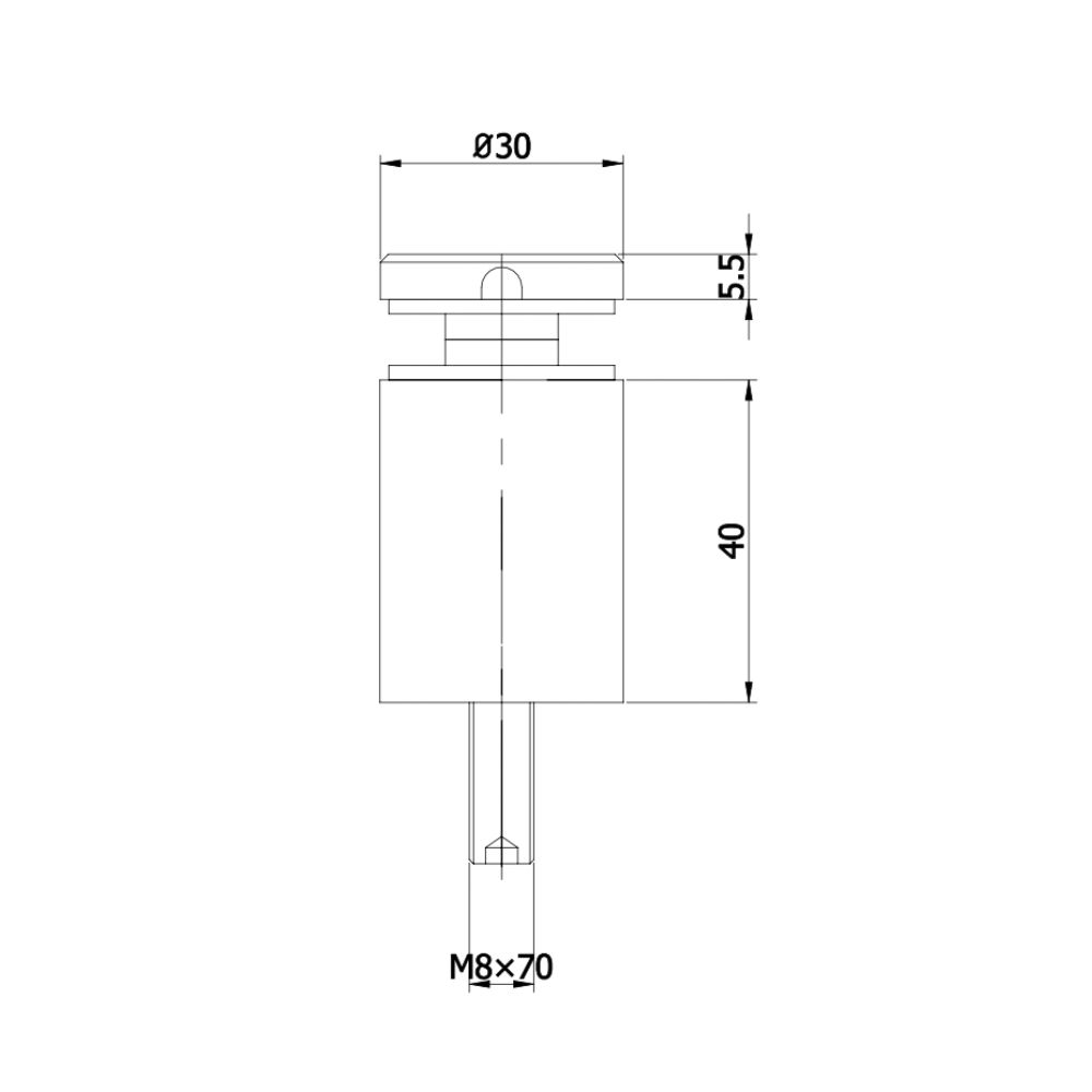 Glass Adaptor for 40mm glass technical drawing