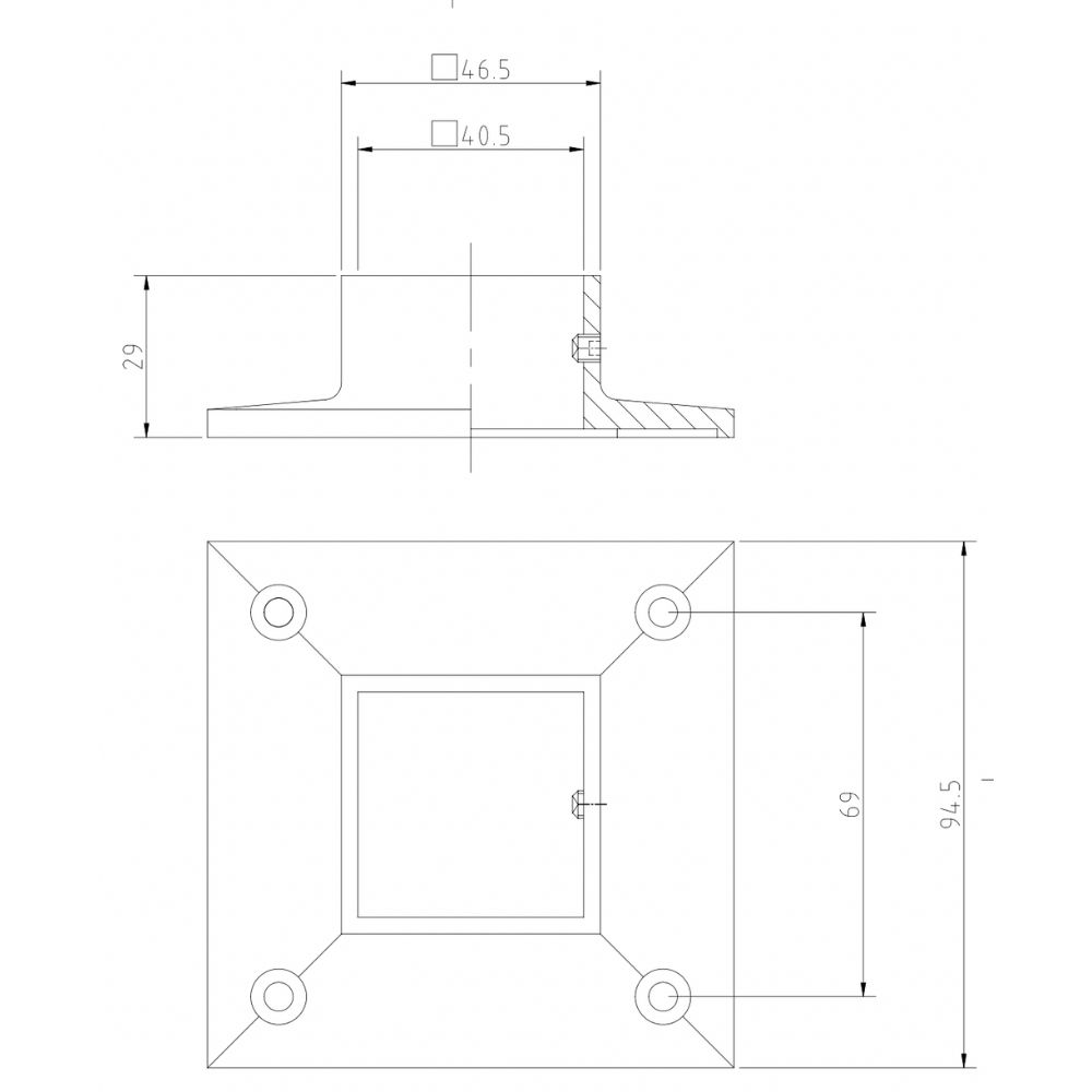 Glass balustrade component drawing