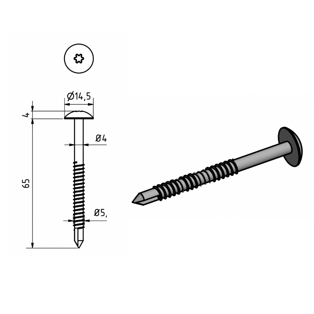 Fixing screw measurements